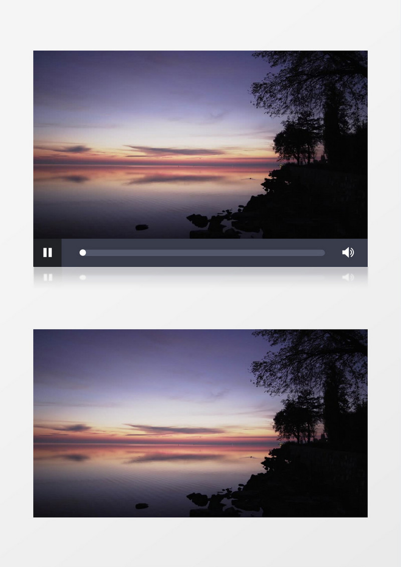 剪影拍摄傍晚黄昏日落宁静的海洋沙滩天空实拍视频素材