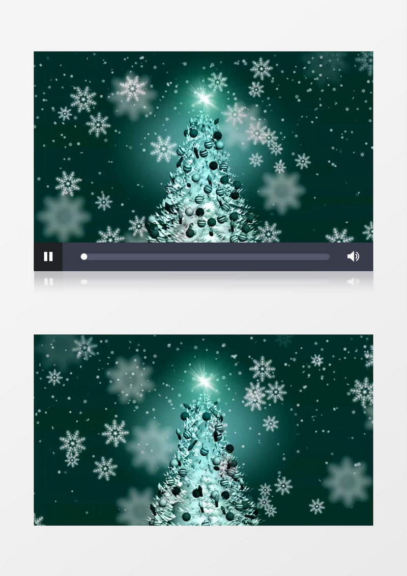 圣诞节飘落在圣诞树的雪花美景视频素材