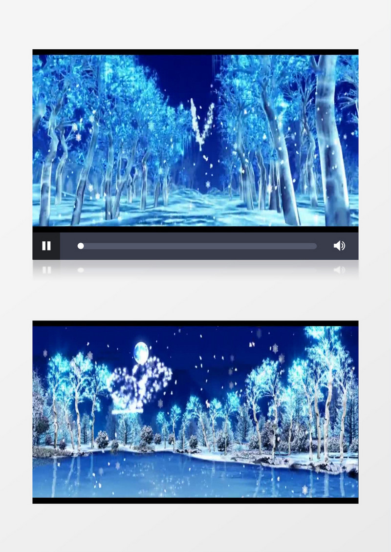雪花松树水晶蝴蝶背景视频素材