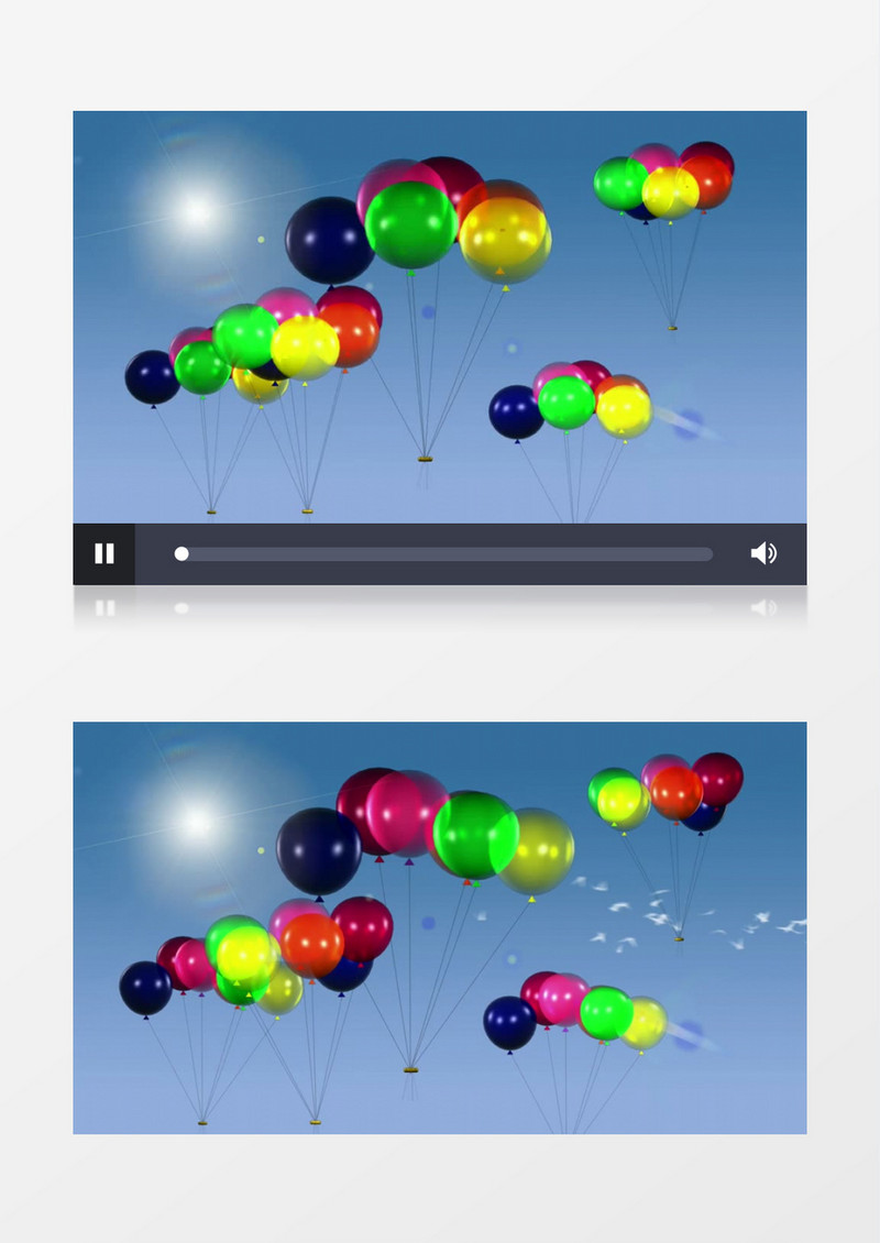 多彩的气球飞行的白鸽是视频素材