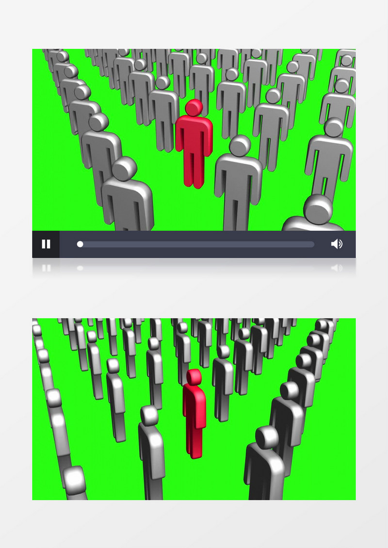 小人排队红色旋转动画视频素材