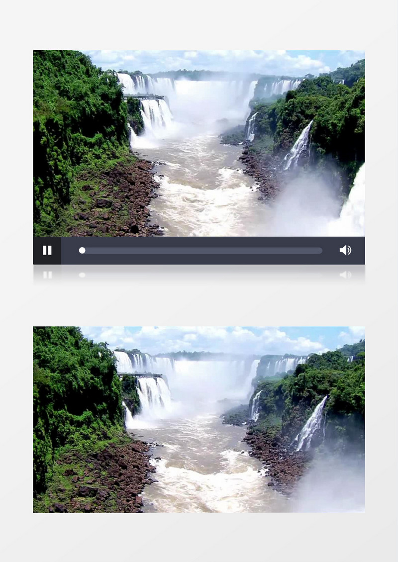 大自然壮丽绿色瀑布流水航拍视频素材