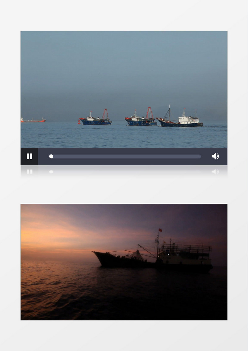   在余辉的照耀下渔船在映红的海面上航行背景视频