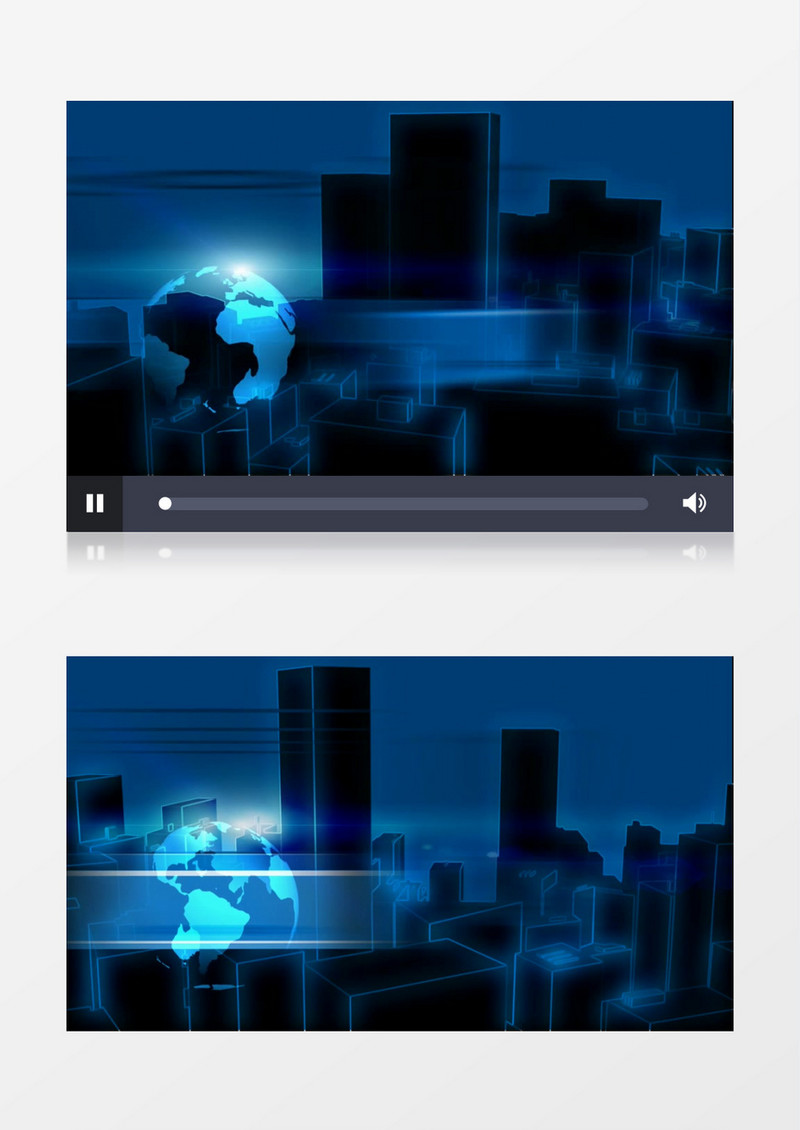蓝色动画制作地球城市建筑效果视频素材