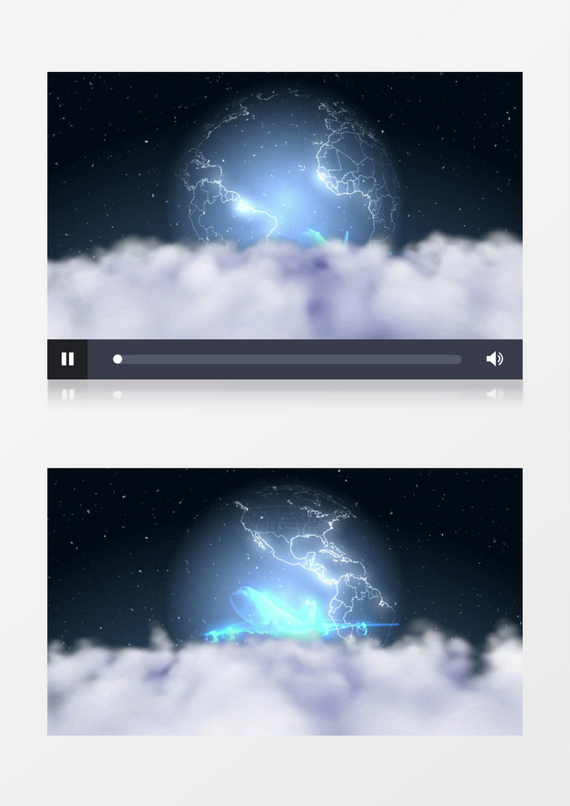 飞机从地球起飞飞过云端视频素材