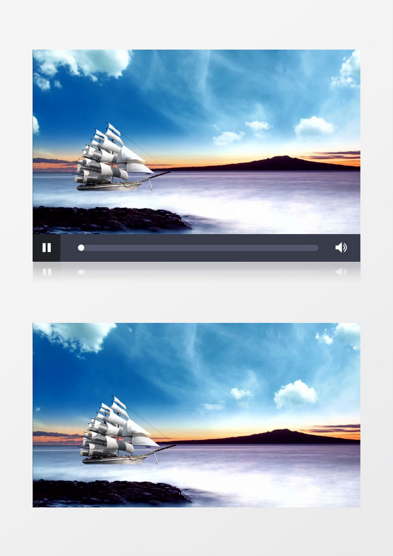 霞光满天帆船在碧波荡漾的海面上航行背景视频