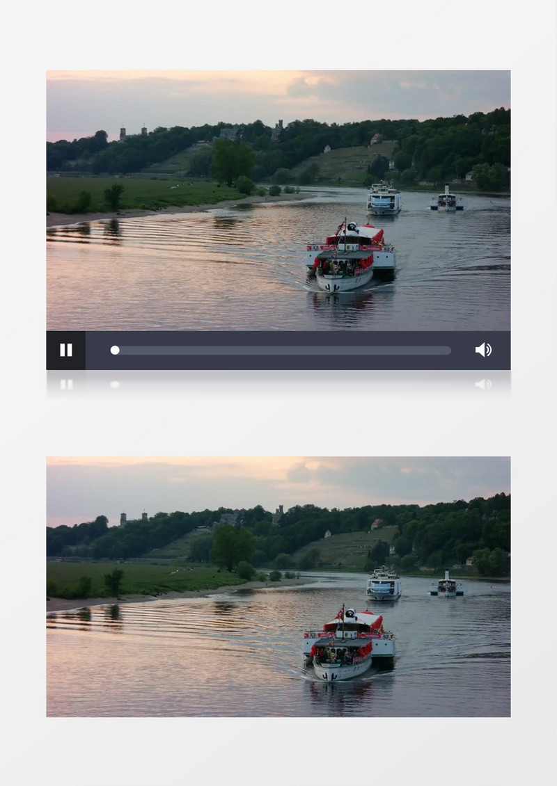 观光船在波光粼粼的河中行驶背景视频