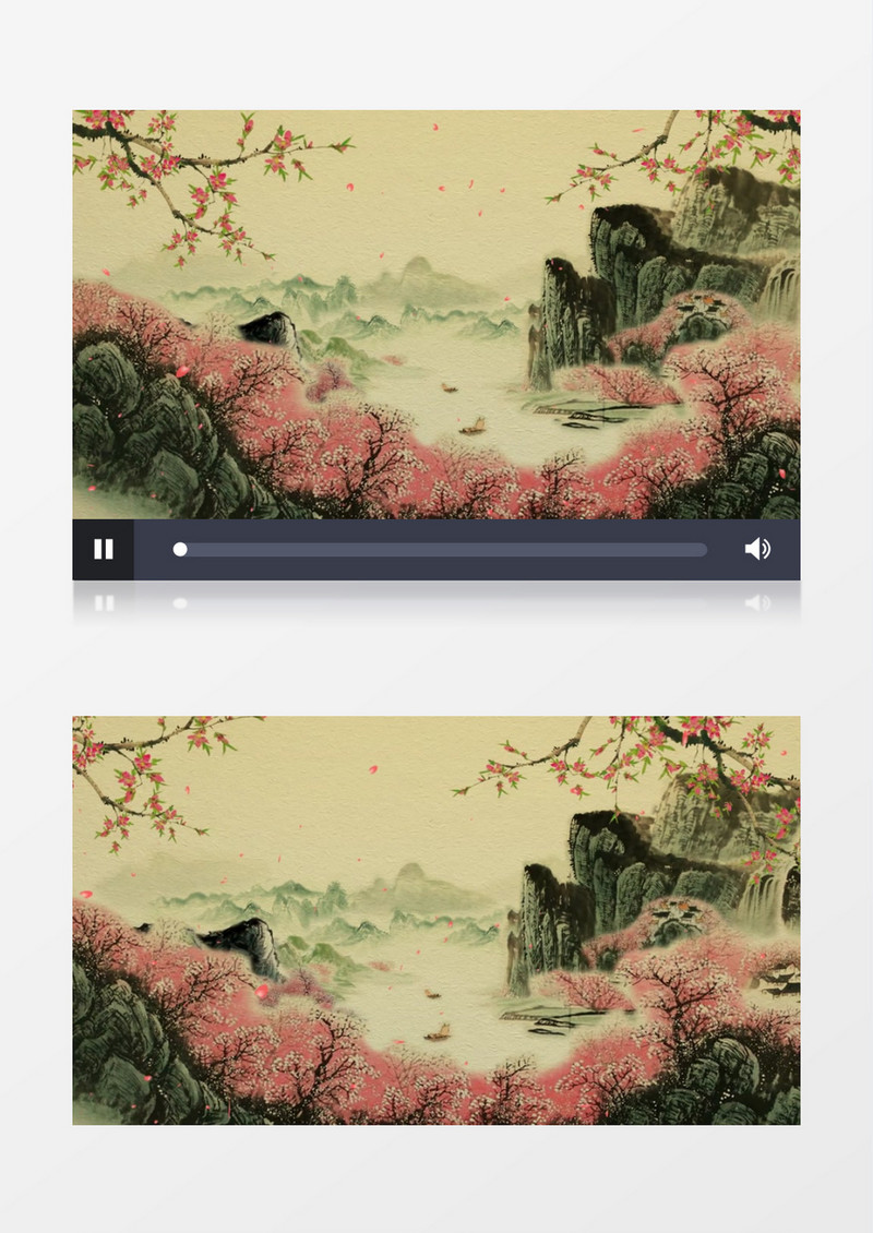 中国风水墨山水桃花林风景视频素材