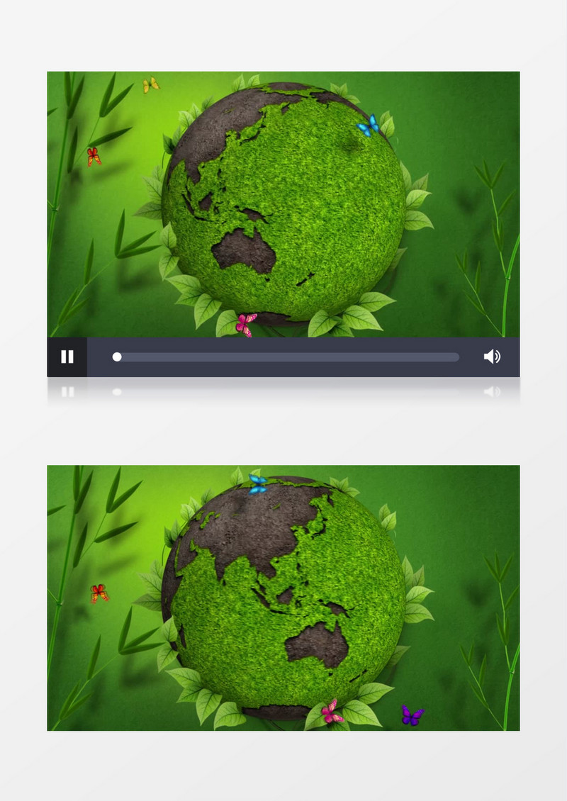 绿色地球旋转蝴蝶动画视频素材