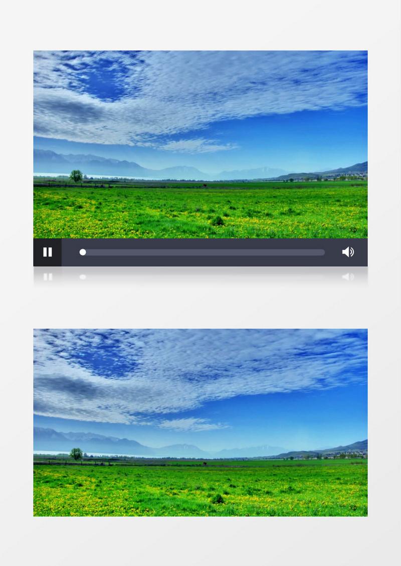 动画动态蓝天白云美丽的草原背景视频素材