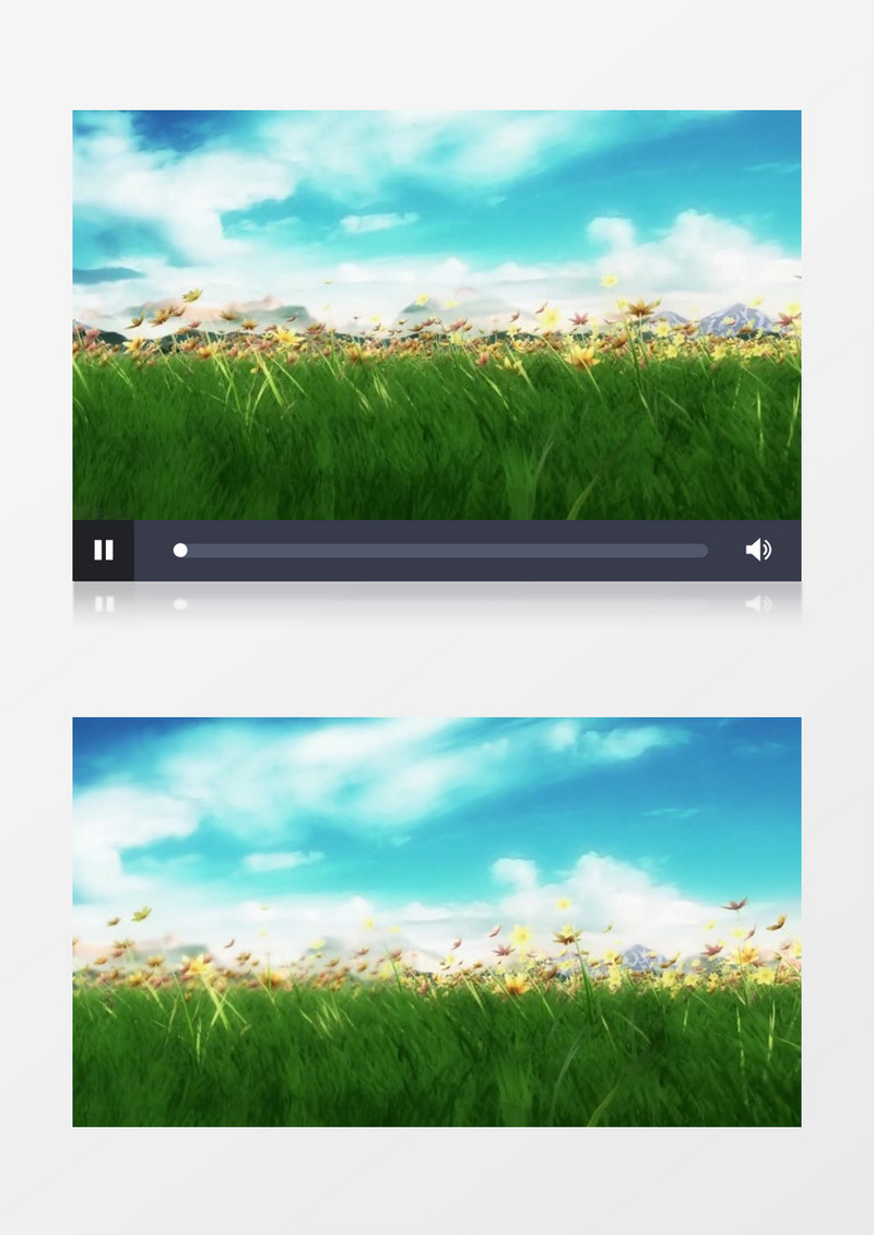 动画动态浪漫蓝天绿草花园背景视频素材