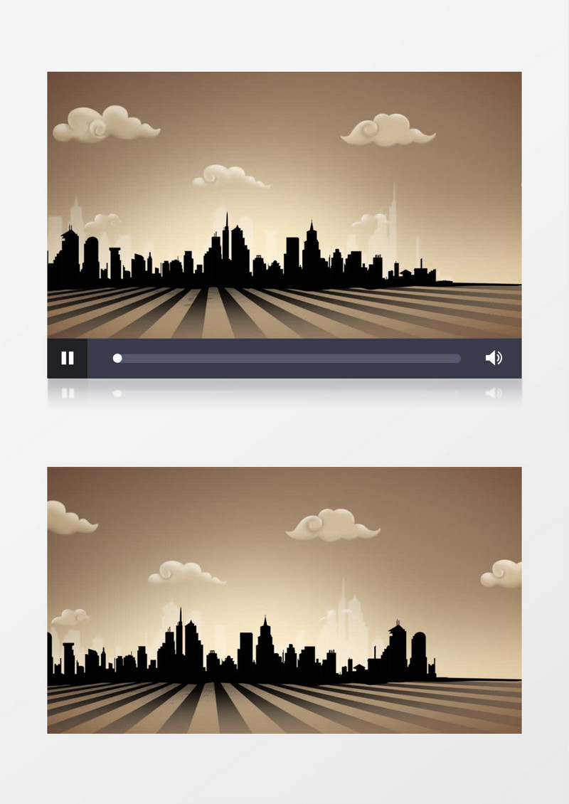 动态卡通城市高楼建筑白云mov视频素材
