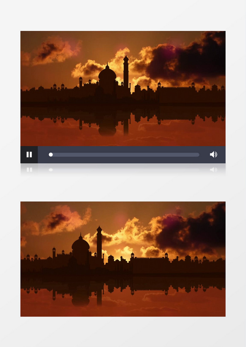 夕阳下的泰姬陵剪影视频素材