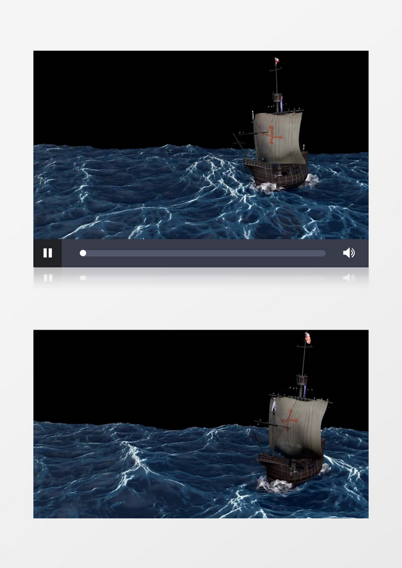 波涛滚滚汹涌的海面海盗船行驶背景视频