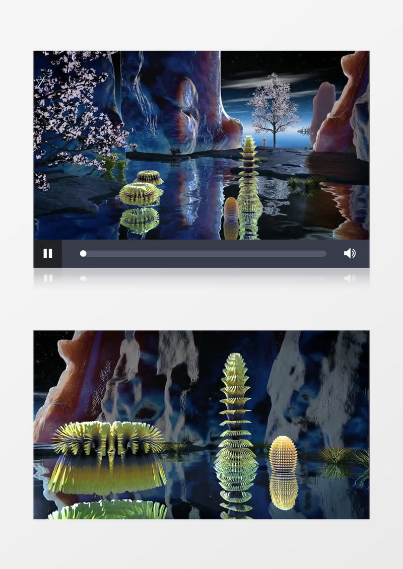 唯美月色3D视觉效果月亮湖(有音乐)背景视频