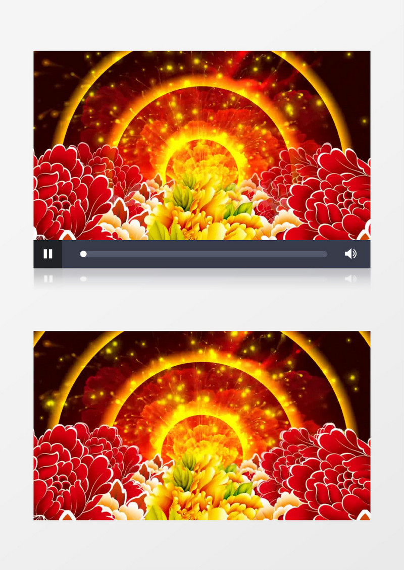 动画动态大气的牡丹花(有音乐)背景视频素材