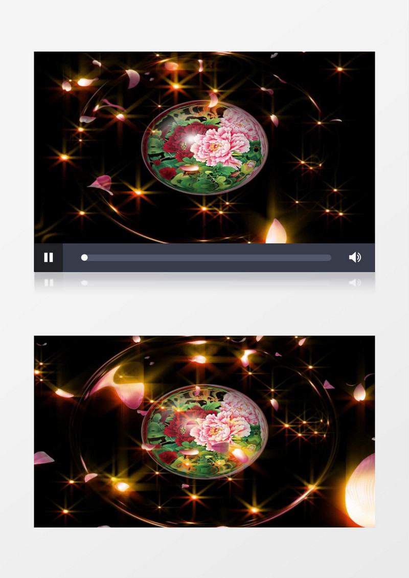 动画动态中国风牡丹水晶球背景视频素材