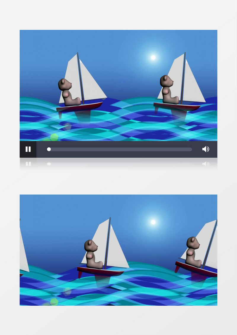 儿童卡通风格蓝色海洋小熊背景视频素材