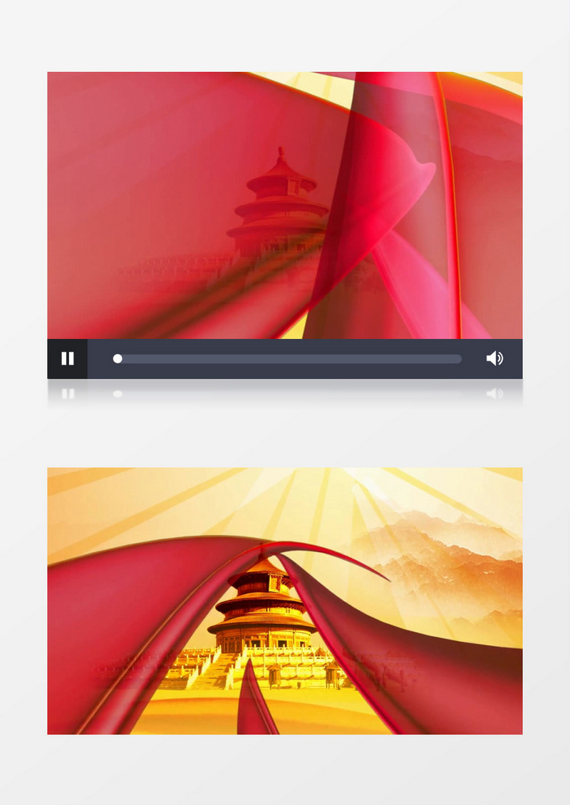 动画动态华表红旗红绸(有音乐)背景视频素材