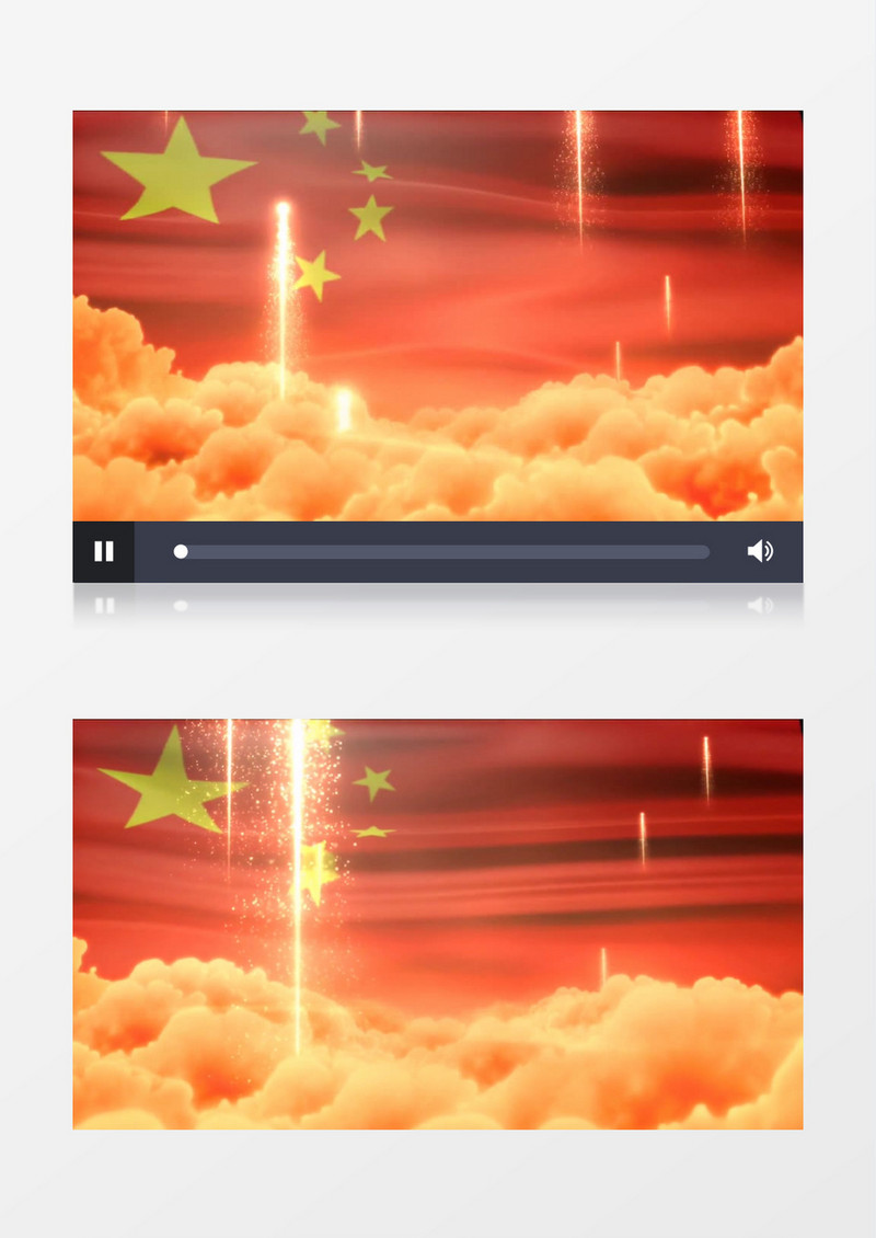 动画动态五星红旗飘扬烟花粒子闪烁背景视频素材