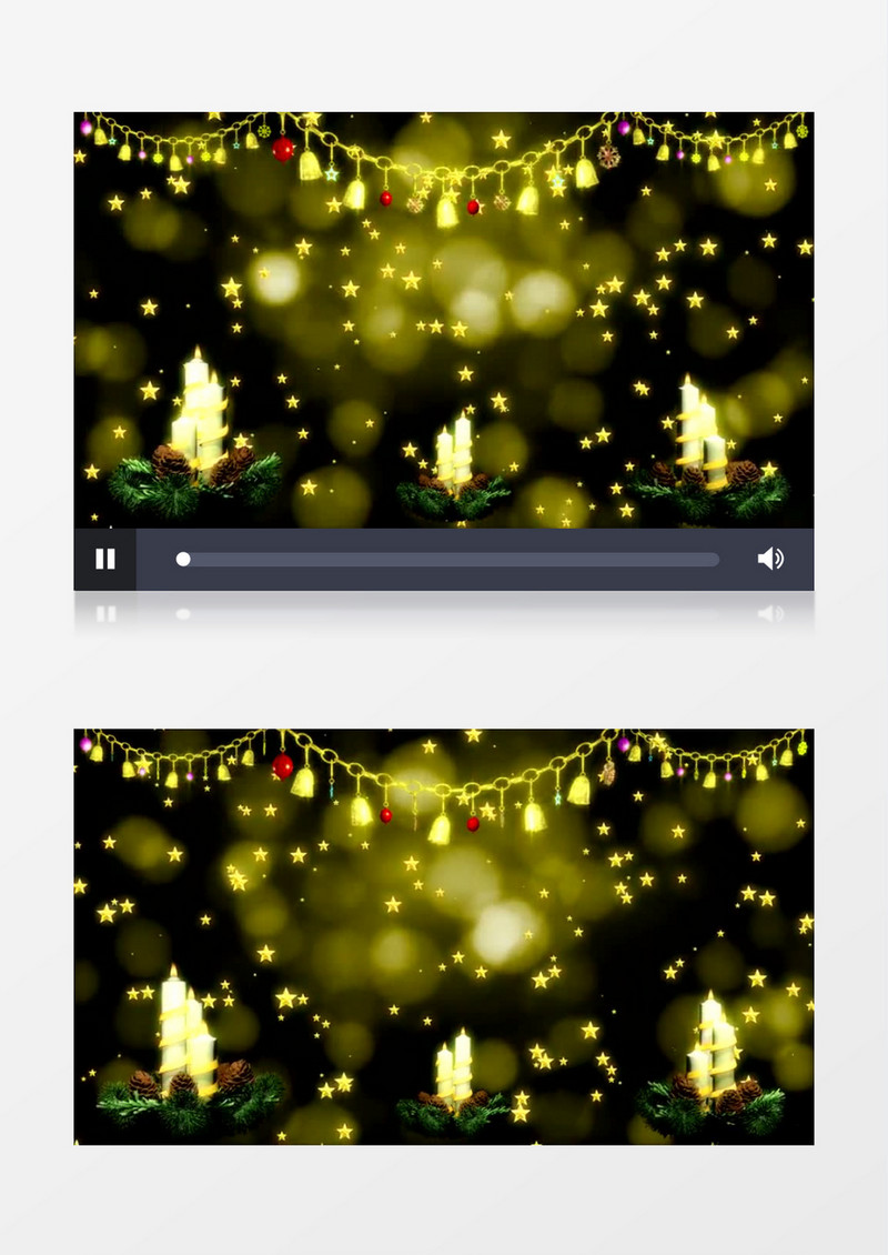 圣诞蜡烛金黄光粒子装饰 (有音乐)背景视频素材