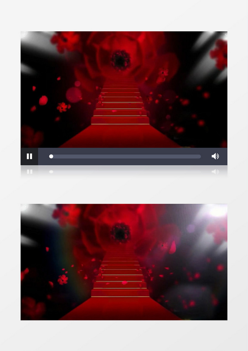 动画动态红玫瑰阶梯花瓣飞舞背景视频素材
