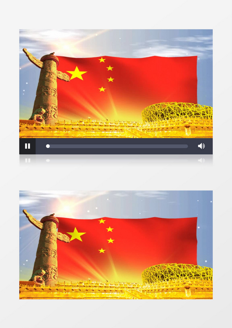 动画动态华表红绸红旗飘扬背景视频素材