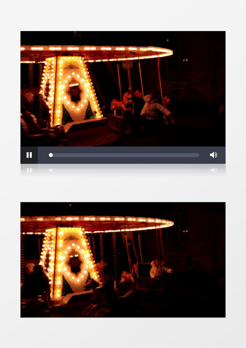 夜晚游乐场旋转的木马实拍视频素材