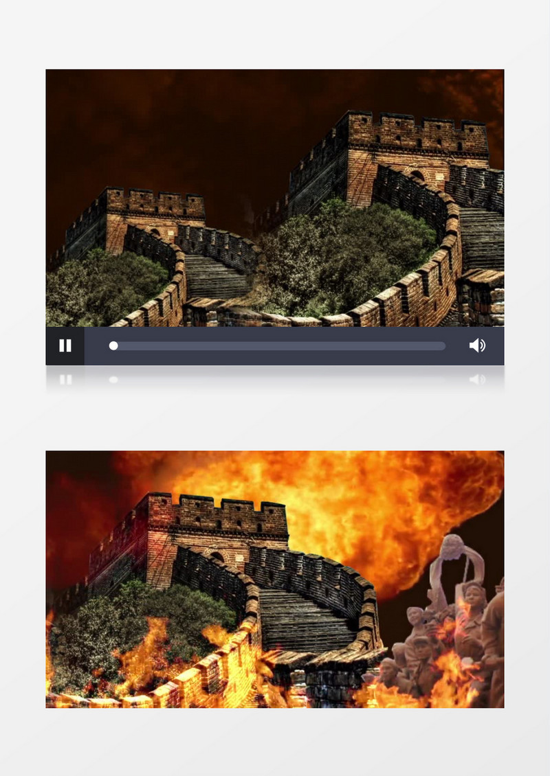 动画动态红军长征长城燃烧背景视频素材