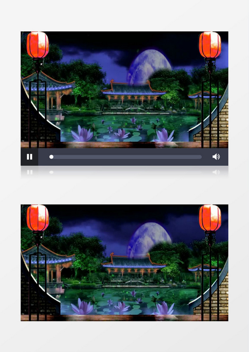 动画动态夜晚古代庭院背景视频素材