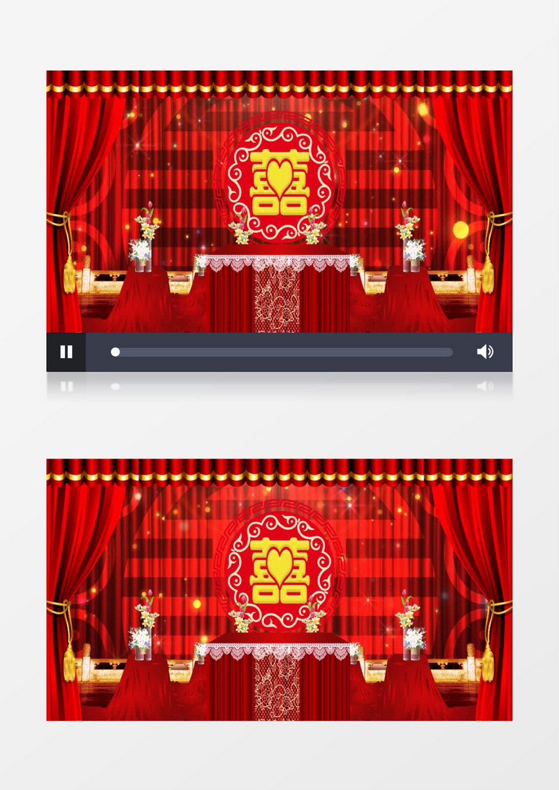 浪漫中式婚礼喜字礼堂背景视频素材