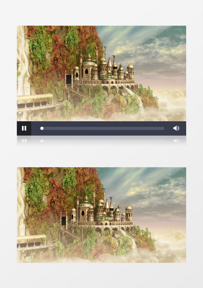 唯美的蓝天白云古堡建筑背景视频素材