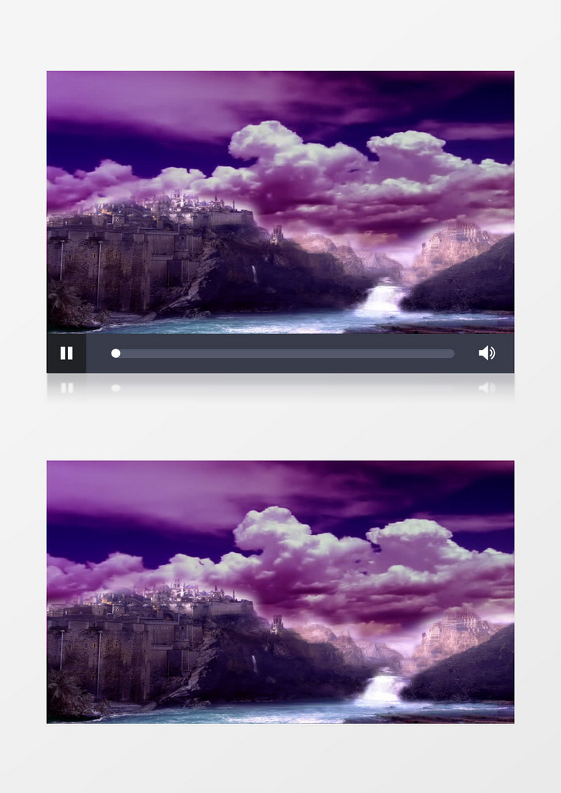 唯美大气的城堡紫色烟云背景视频素材