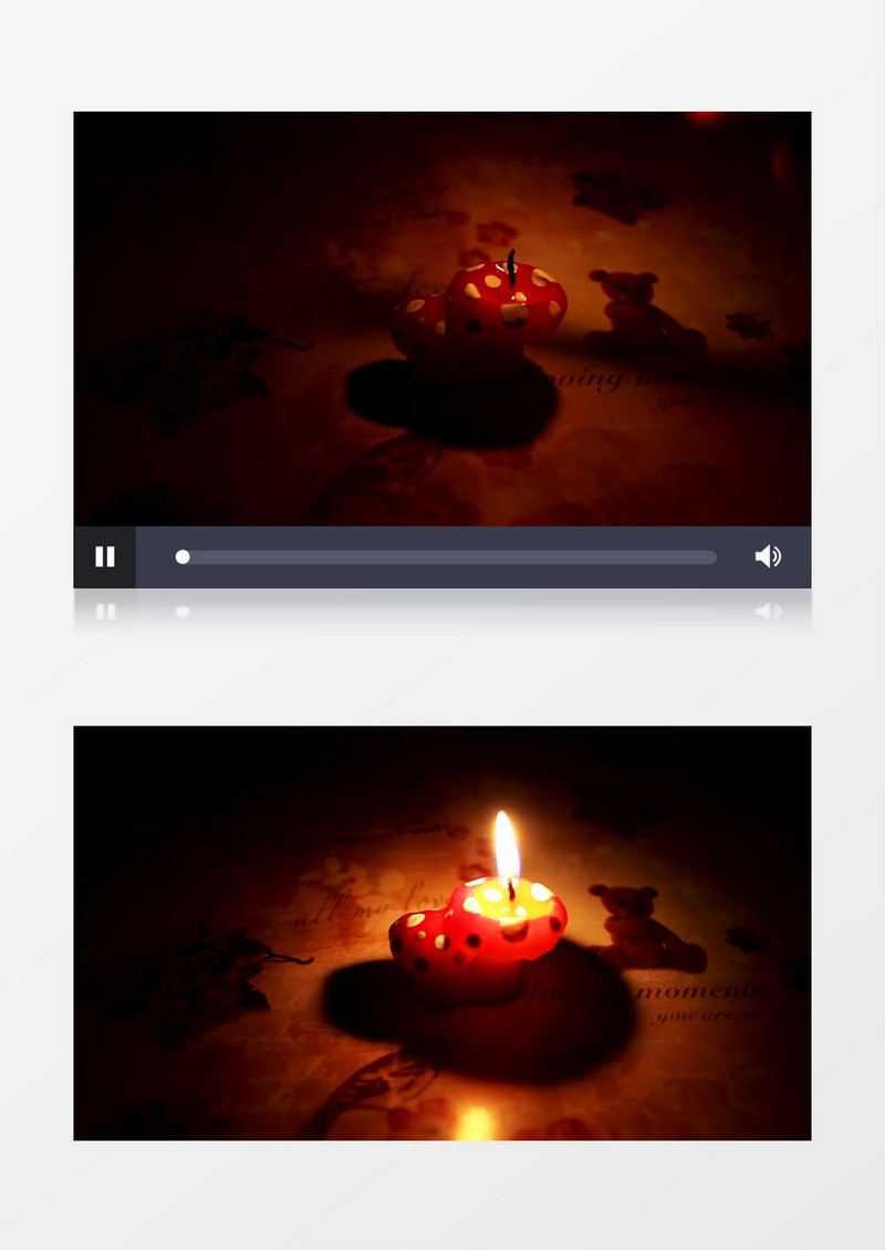 点亮小蘑菇蜡烛视频素材