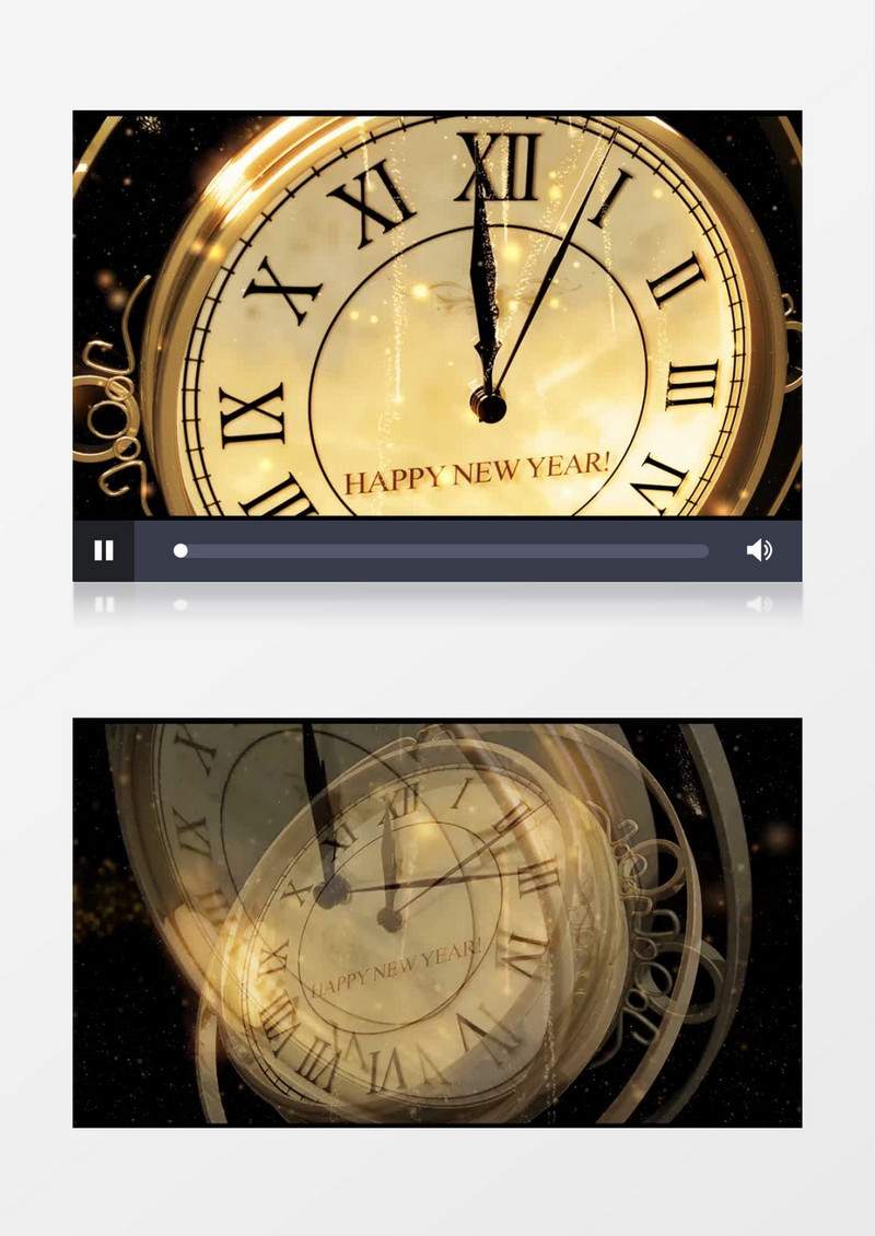 奢华金色时钟1分钟新年倒计时视频素材