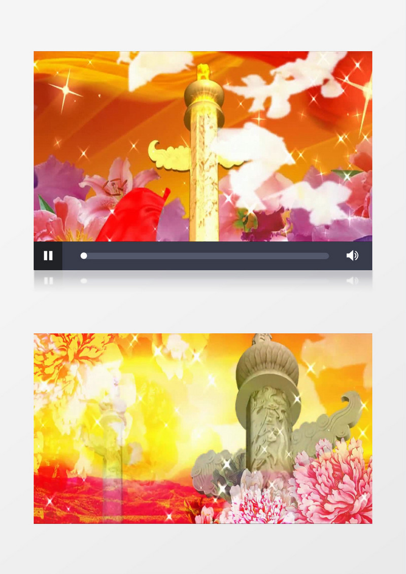 动画动态华表白鸽鲜花(有音乐)背景视频素材