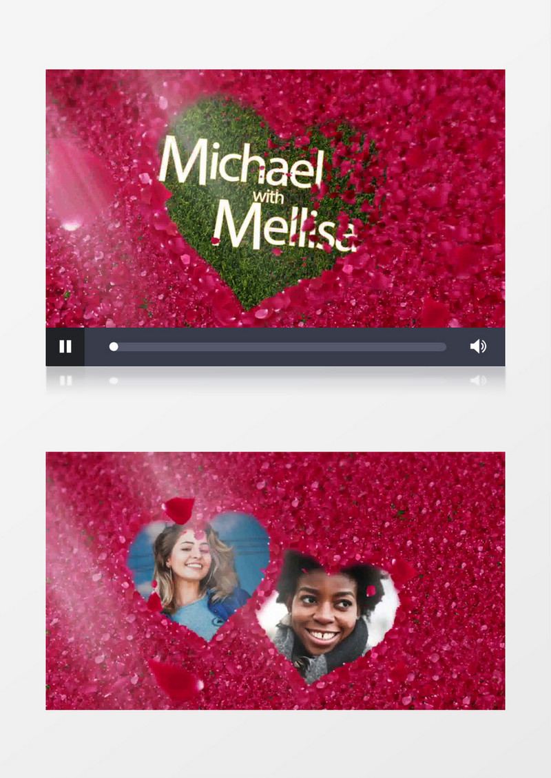 红色花瓣爱心形状婚礼婚庆AE视频模板