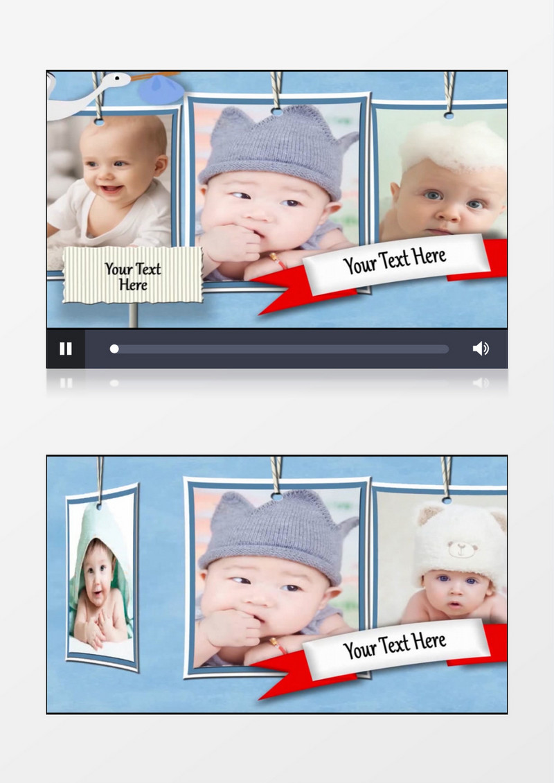 可爱卡通宝宝成长纪念册相册AE视频模板