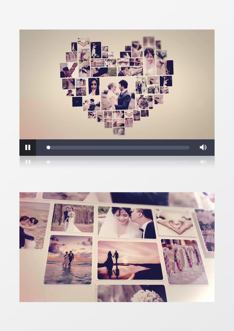 爱情故事浪漫情人节婚礼相册拼贴照片墙动画