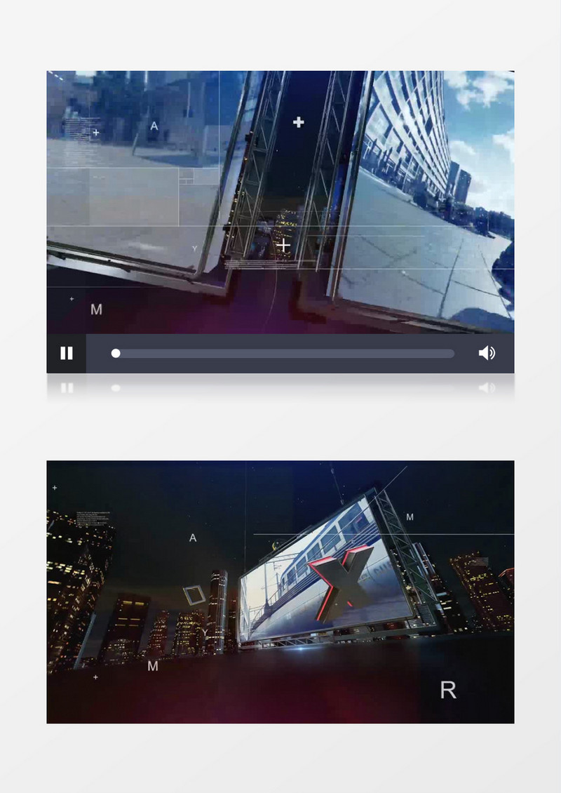城市建筑群大屏幕照片视频动画片头AE模板