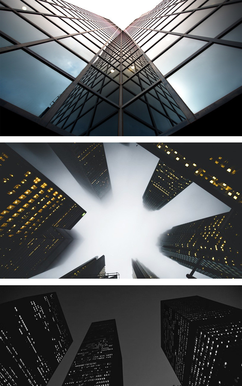 仰视角商务大楼大厦PPT背景图片