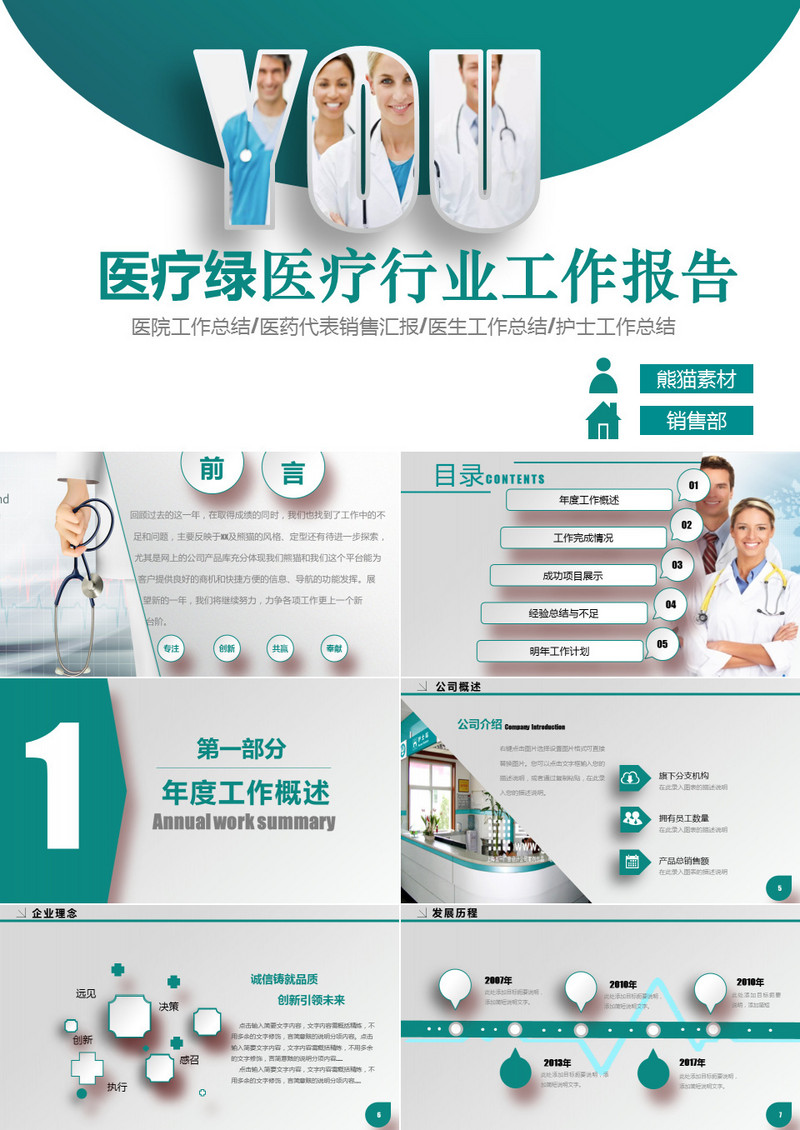 医疗医药行业工作报告ppt模板