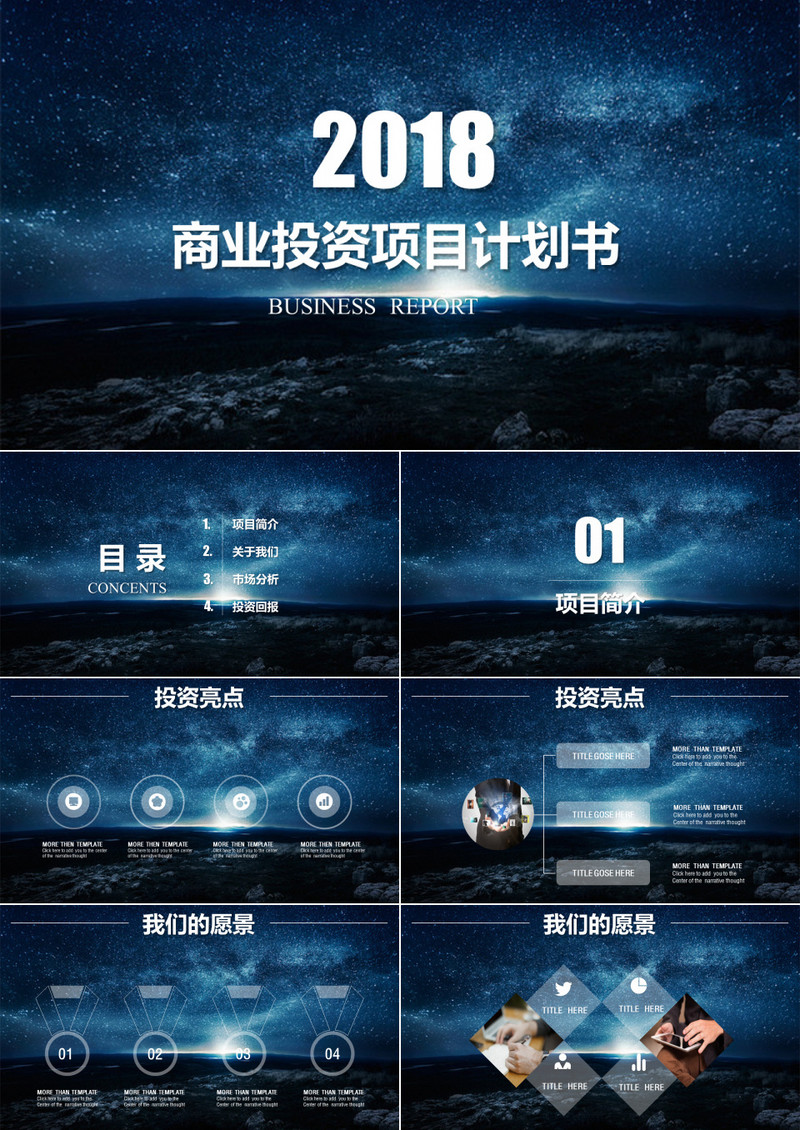 星空商业投资项目计划书PPT模板
