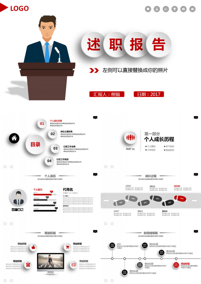 微粒体述职报告PPT模板