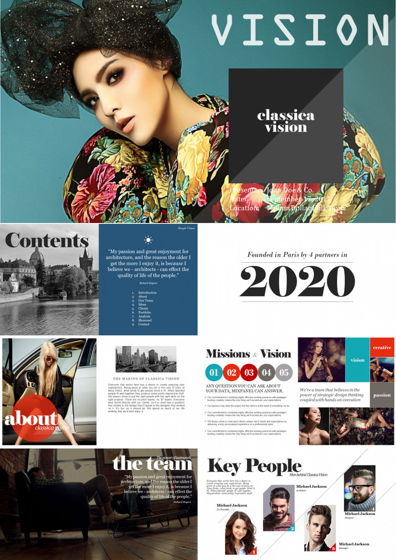 欧美风格Vision时尚设计PPT模板