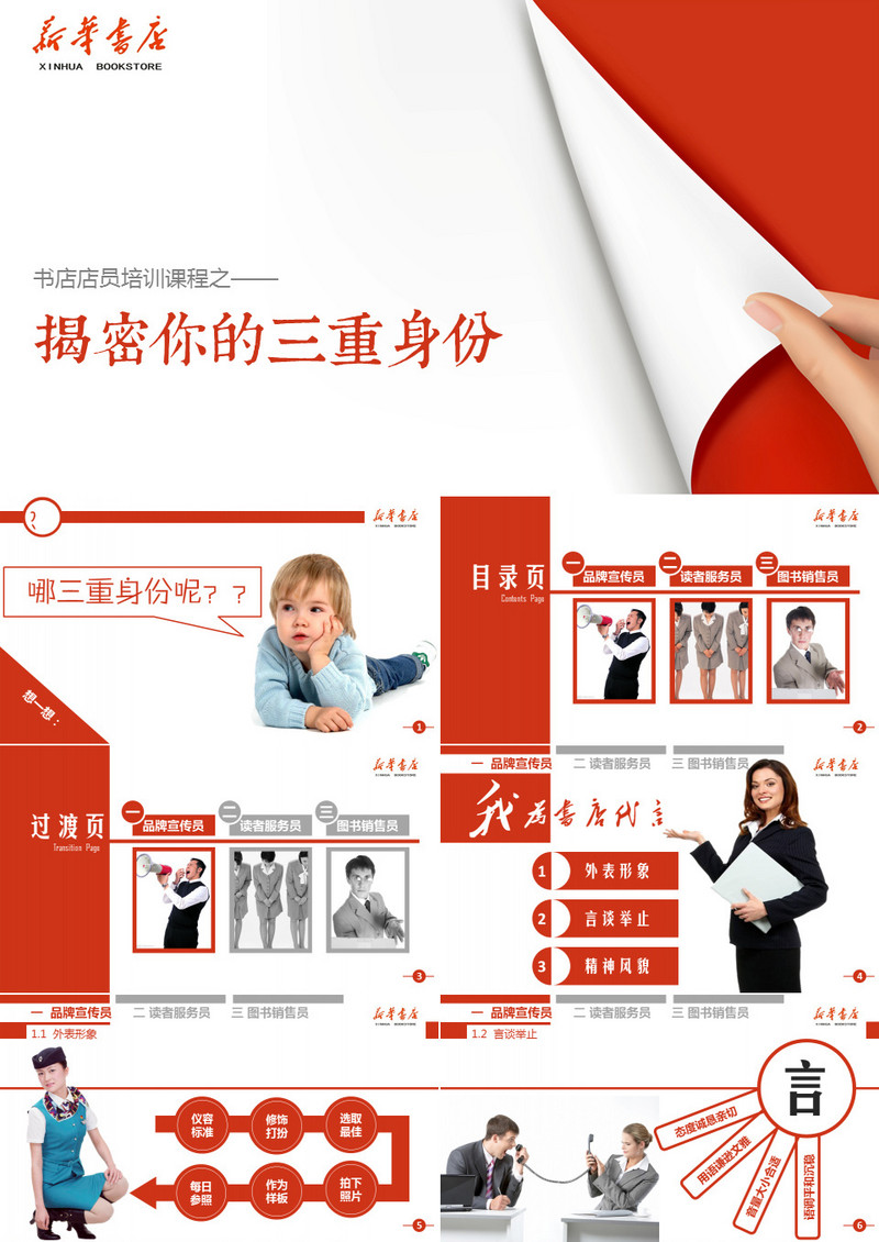 书店店员培训之揭秘你的三重身份PPT模板
