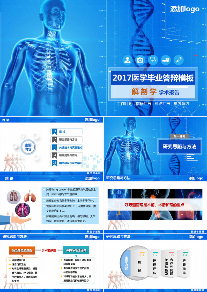 医学解剖学毕业答辩PPT模板