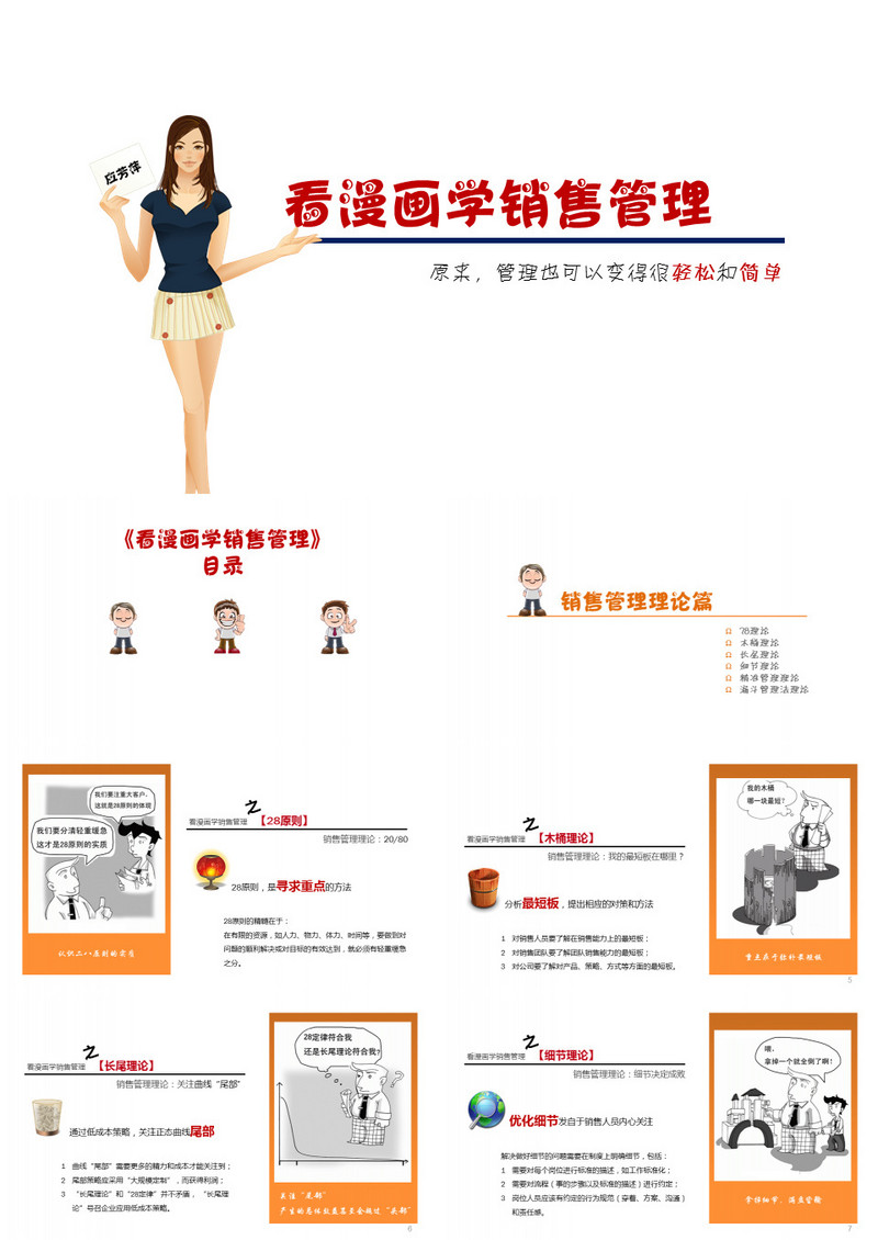 卡通动漫画商务管理销售理论学习PPT模板