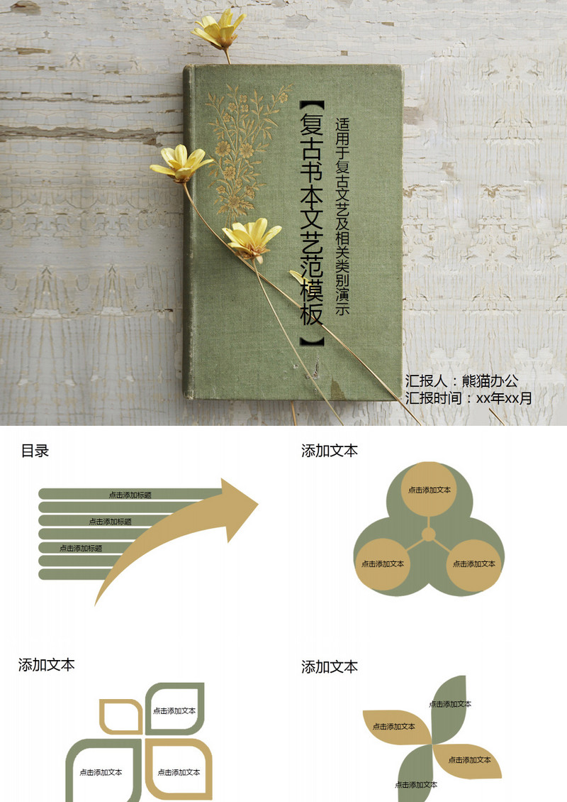复古书本文艺范PPT模板