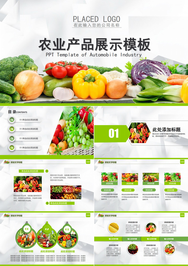 绿色生态农业水果蔬菜农产品ppt模板